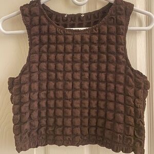 ZARA POPCORN BUBBLE TANK BLOUSE (brown)